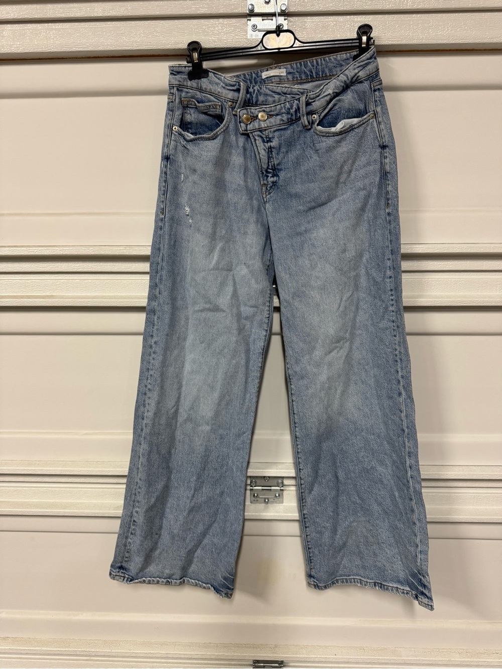 Good American Good Ease Crossover Waist Wide Leg Jeans Size 4/27